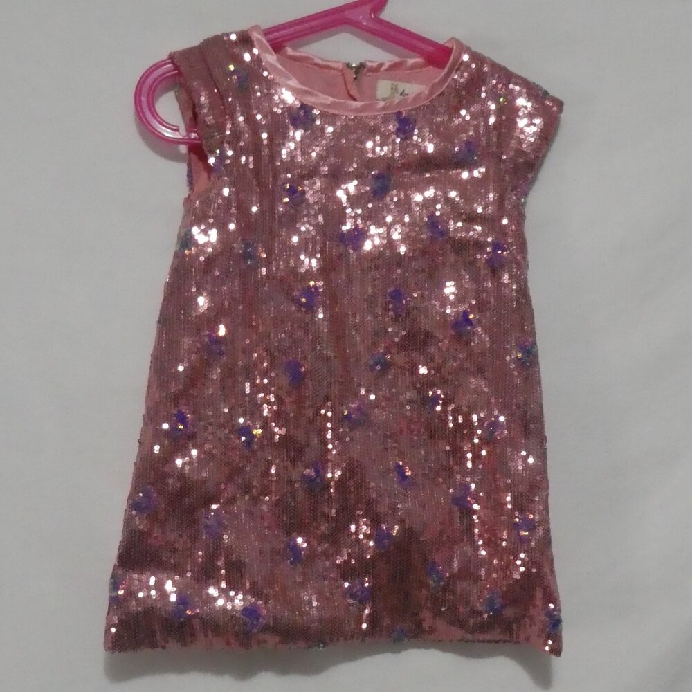 DOE A DEAR | 3T | Pink Sequin Dress | Zip-Up Back Closure | Fully Lined | NWOT